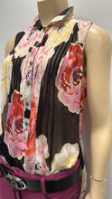 Load image into Gallery viewer, Chanel 11P 2011 Spring Black Floral Silk Chiffon Top Blouse FR 38 US 4/6
