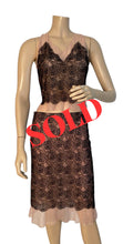 Load image into Gallery viewer, Rare Chanel 03P, 2003 Spring Camellia Flower Pink Black Lace Satin Blouse with matching Skirt Set FR 36 US 4