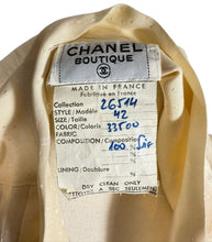 Load image into Gallery viewer, Chanel 1980’s Vintage Ecru CC Silk Logo Long Sleeve Blouse FR 42 US 6/8