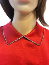 Load image into Gallery viewer, Chanel 09A Paris-Moscow Red Silk Crystal Polo Blouse FR 38