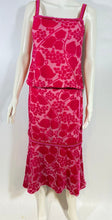 Load image into Gallery viewer, Rare Vintage Chanel 2001 Cruise 01C Pink Velvet Floral 2 Piece Top Matching Skirt Set FR 40/42 US 6/8