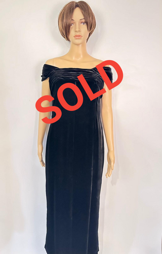 Vintage Chanel Early 1980s Long Velvet Black Evening Gown Size 4