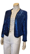 Load image into Gallery viewer, Vintage Chanel Creations 80’s Sequin Blue Metallic Jacket Size 6