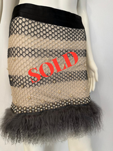 Load image into Gallery viewer, Rare New with Tags Chanel 03A 2003 Fall Beige Brown Pearl Feather Trim Mini Skirt  FR 38