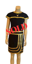 Load image into Gallery viewer, NWT Chanel 19A 2019 Fall Paris Egypt Runway Black Gold Trim Dress FR 34 US 4