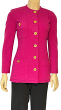 Load image into Gallery viewer, 80’s/90’s Vintage Chanel Bright Pink Boucle Wool Long Jacket FR 36