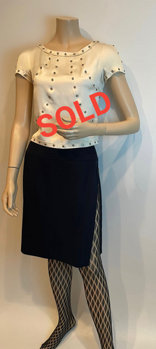 Chanel 03A Collection Snap 2003 Fall Off White/Ivory Blouse Top FR 36 US 2/4