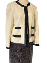 Load image into Gallery viewer, Vintage Chanel 1994 White Black Trim Jacket FR 38/40/42