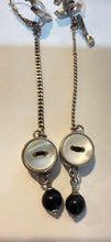 Load image into Gallery viewer, Chanel 08A CC Mother of Pearl Button Drop Dangle Silver Earrings