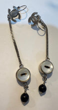 Load image into Gallery viewer, Chanel 08A CC Mother of Pearl Button Drop Dangle Silver Earrings