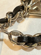 Load image into Gallery viewer, Chanel Charm Letters 2012 Silver Black Leather Chain Link Belt/Necklace