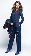 Load image into Gallery viewer, Chanel 17B Red Navy Blue Gabrielle Logo Pullover Sweater FR 46 US 10/12