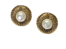 Load image into Gallery viewer, Chanel Vintage 1970-1981 Round Gold Pearl Clip On Earrings