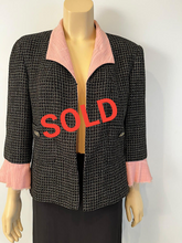 Load image into Gallery viewer, Chanel 12S 2012 Summer Black Metallic Tweed Pink Jacket FR 44 US 8/10