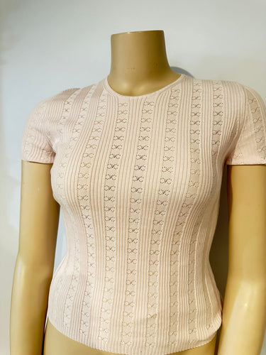 Chanel 05P Stretchy CC Light Pink Top Blouse FR 48 US 12/14