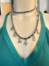 Load image into Gallery viewer, Chanel Charm Letters 2012 Silver Black Leather Chain Link Belt/Necklace