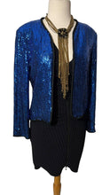 Load image into Gallery viewer, Vintage Chanel Creations 80’s Sequin Blue Metallic Jacket Size 6