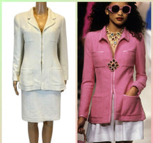 Load image into Gallery viewer, Vintage Chanel 95P Barbie Runway Ivory Patent Trim Skirt Suit FR 42 US 4/6