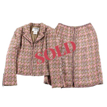 Load image into Gallery viewer, Chanel Vintage 03P, 2003 Spring Pink Brown Tweed Cotton jacket blazer skirt suit set FR 38 US 4