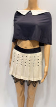 Load image into Gallery viewer, Chanel 2003 Fall 03A Snap Collection White Black Silk Mini Skirt FR 38 US 4