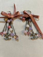 Load image into Gallery viewer, Chanel extra long pink 07C Ribbon bead &amp; Crystal logo earrings