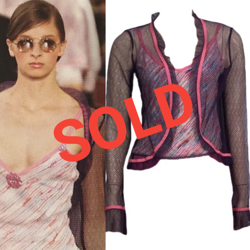 Chanel Vintage 03C 2003 Cruise Resort Summer sheer cardigan camisole 2 piece twinset US 4