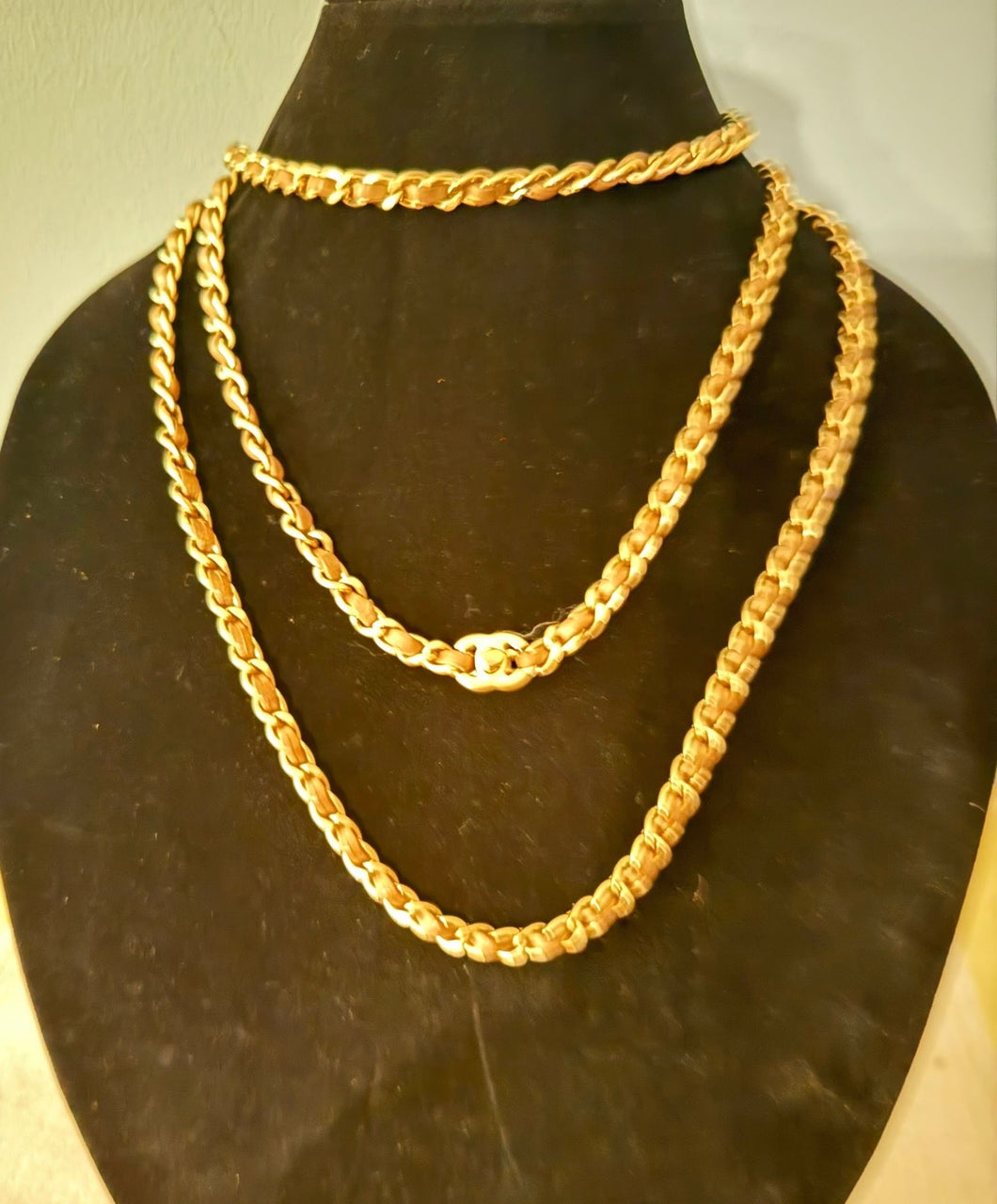 Chanel 12P 2012 Spring Extra Long Brown Chain Link CC Turn Lock Belt Necklace