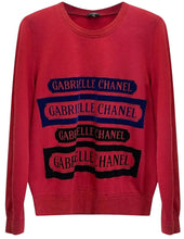 Load image into Gallery viewer, Chanel 17B Red Navy Blue Gabrielle Logo Pullover Sweater FR 46 US 10/12