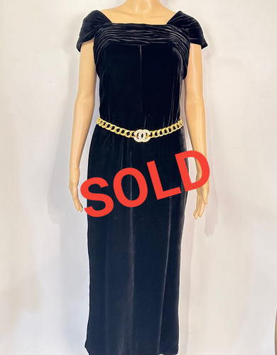 Vintage Chanel Early 1980s Long Velvet Black Evening Gown Size 4