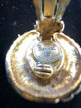 Load image into Gallery viewer, Vintage Chanel Clip on Gold Pearl Crystal Round Earrings