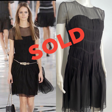 Load image into Gallery viewer, Chanel 05A 2005 Fall Black Silk pleated Dress FR 38 US 4/6