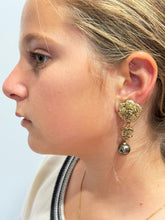 Load image into Gallery viewer, Chanel 06A Camellia CC Gold Crystal Clip On Earrings