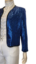 Load image into Gallery viewer, Vintage Chanel Creations 80’s Sequin Blue Metallic Jacket Size 6
