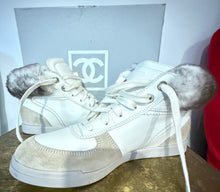 Load image into Gallery viewer, Chanel 09A 2009 Fall Chinchilla fur high top tennis sneakers short boots EU 38