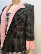 Load image into Gallery viewer, Chanel 12S 2012 Summer Black Metallic Tweed Pink Jacket FR 44 US 8/10