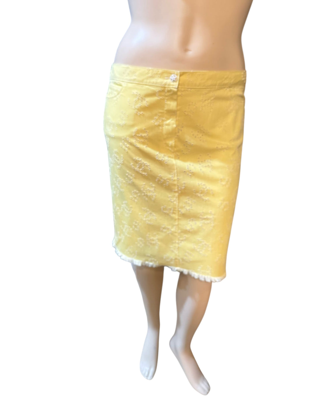 Chanel 06P yellow CC logo skirt FR 46 US 10/12