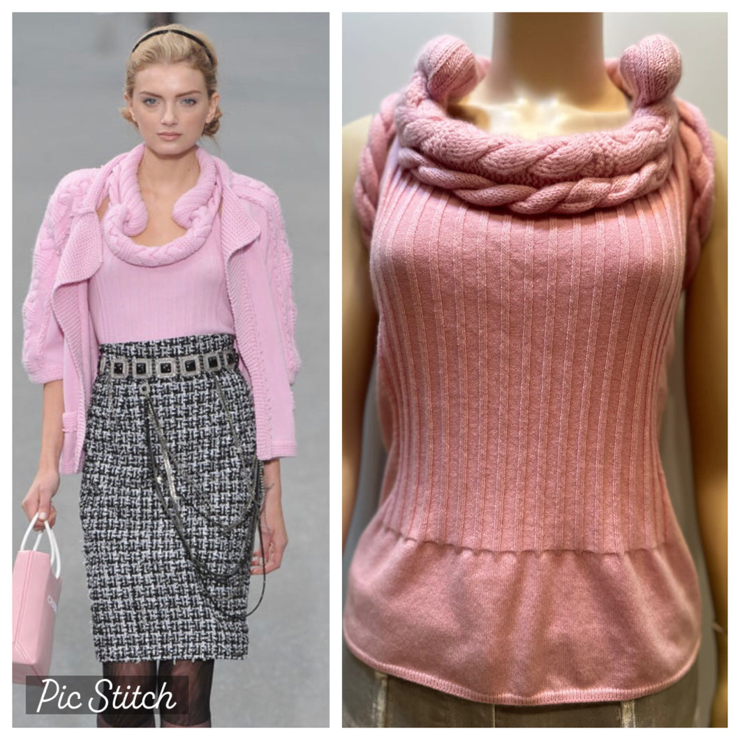 Chanel 09P Barbie Pink Cashmere Top Blouse FR 38 US 4/6