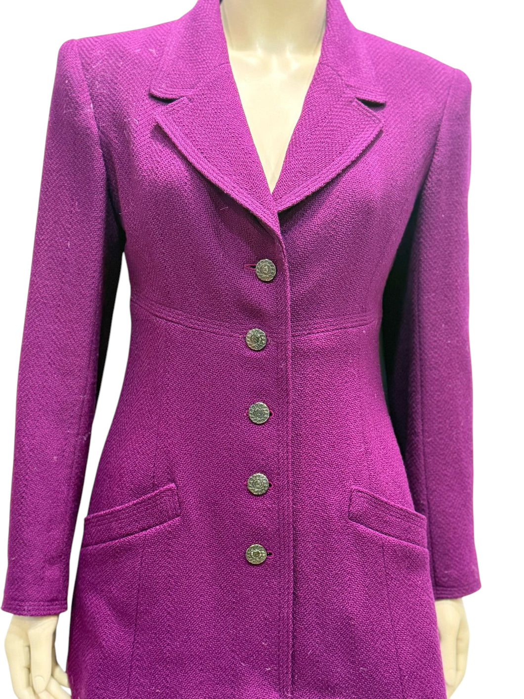 97A, 1997 Fall Chanel Vintage Merlot Jacket Blazer FR 40 US 4
