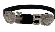 Load image into Gallery viewer, Rare Chanel 06P Black White Camellia Charms Icons Belt