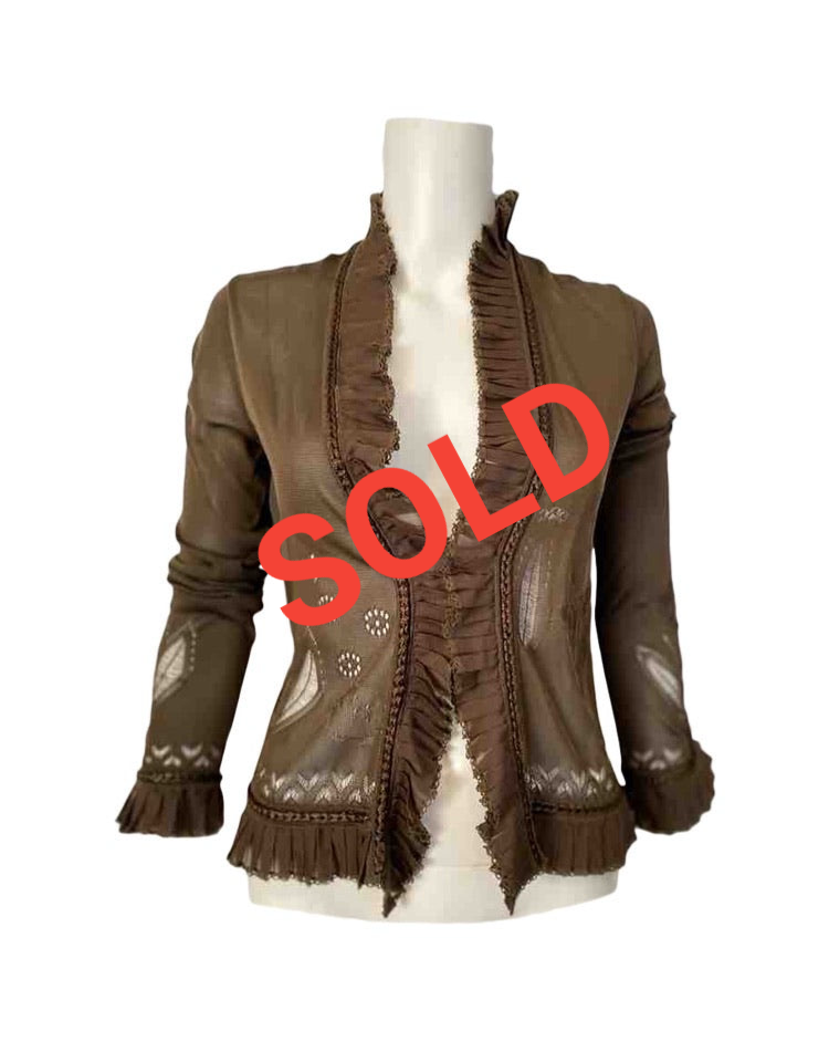 NWT New Chanel 2004 Spring 04P Brown lightweight Cardigan FR 36 US 2/4