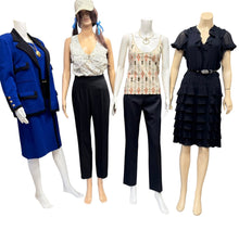Load image into Gallery viewer, Chanel Vintage 1984 Fall Blue 3 Piece Set Skirt Suit Jacket Blouse FR 42