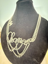 Load image into Gallery viewer, Rare 06C, 2006 Cruise Chanel cursive letters multi strand silver tone belt necklace 38” long