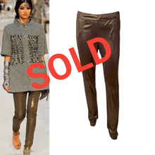 Load image into Gallery viewer, Chanel 12A, 2012 Paris Bombay Fall Stretchy Gold Metallic Pants Leggings FR 38 US 4/6