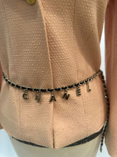 Load image into Gallery viewer, Chanel Charm Letters 2012 Silver Black Leather Chain Link Belt/Necklace