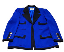 Load image into Gallery viewer, Chanel Vintage 1984 Fall Blue 3 Piece Set Skirt Suit Jacket Blouse FR 42