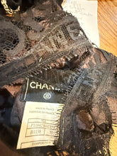 Load image into Gallery viewer, Rare 98A Chanel Runway Vintage black CC Logo lace cami blouse FR 38 US 4