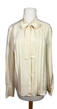 Load image into Gallery viewer, Chanel 1980’s Vintage Ecru CC Silk Logo Long Sleeve Blouse FR 42 US 6/8