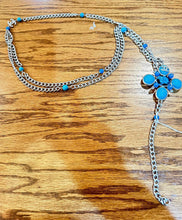 Load image into Gallery viewer, Chanel 07A 2007 Fall Turquoise Multi-Strand Tweed Crystal CC Silver Metal Necklace/Belt/Pin/Brooch