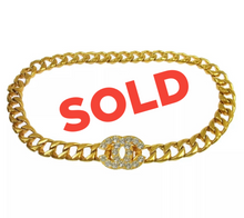 Load image into Gallery viewer, RARE Collectable 95P 1995 Spring Chanel vintage belt gold chain crystal CC