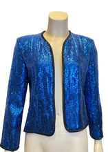 Load image into Gallery viewer, Vintage Chanel Creations 80’s Sequin Blue Metallic Jacket Size 6